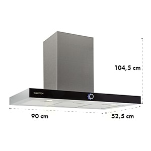 Matthea, digestor, ušľachtilá oceľ, 90 cm, nástenná montáž, 541 m³/h, sklo, LED