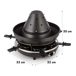Taste Volcano Tartarengrill gourmetset 1500 W 6 personen - zwart