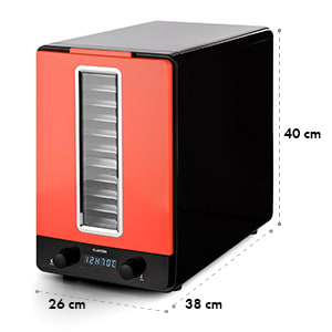 Klarstein Fruitcube, čierna/červená, sušička, 550 W, 10 poschodí, dehydrátor