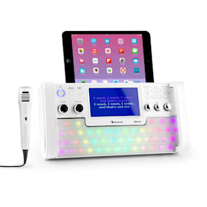 DiscoFever LED Bluetooth-Karaokeanlage LED 7" TFT-Screen CD USB weiss