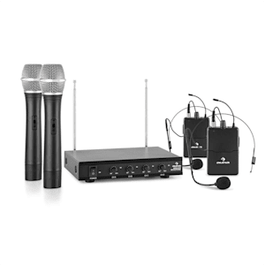 VHF-4-HS 4-Channel VHF Wireless Microphone Set 2 x Headset 2 x Hand Microphone 50 m