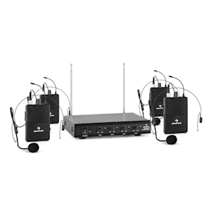VHF-4-HS 4-Kanal-VHF-Funkmikrofon Set 4xHeadset 100m