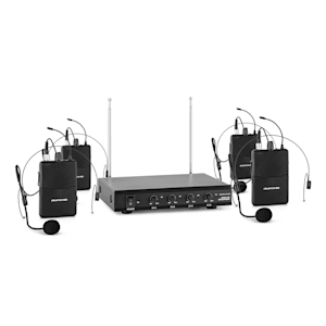 VHF-4-HS 4-Kanal-VHF-Funkmikrofon Set 4xHeadset 100m