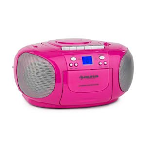 BoomGirl Boom Box Radio Lettore CD/MP3 Piastra Cassette Rosa