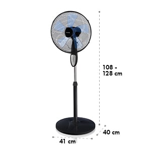 Summerjam, stajaći ventilator, crna, 41 cm, 50 W, 3 stupnja brzine, protok zraka 69,18 m³/min., daljinski upravljač