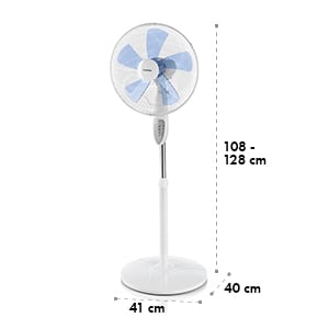 Summerjam, stajaći ventilator, bijela, 41 cm, 50 W, 3 stupnja brzine, protok zraka 69,18 m³/min., daljinski upravljač