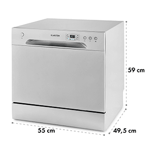 Klarstein Amazonia 8, mini umývačka riadku, A+, 1620 W, strieborná