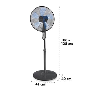 Summerjam, stajaći ventilator, siva, 41 cm, 50 W, 3 stupnja brzine, protok zraka 69,18 m³/min., daljinski upravljač