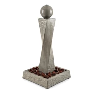 Trafalgar Gartenbrunnen 1,5m LED Fiberglas-Zement inklusive 4,5 kg Tuff-Ziersteine