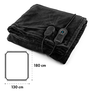 Columbo XL výhřevná deka 120 W, pratelná, 180x130 cm, mikroplyš, černá