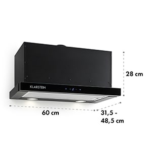 Vinea vestavná digestoř, plochá konstrukce, 60 cm, černá
