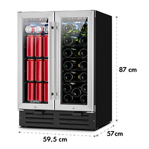 Beersafe Saloon, dupla borhűtő, 116 l, 18 palack, üveg, nemesacél