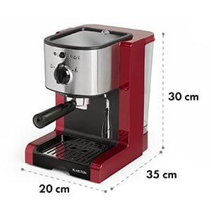 Passionata Rossa 20 kávovar na výrobu espressa, 20 bar, cappuccino, mléčná pěna, červená barva