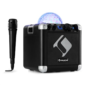 BC-10 Karaoke System LED Partylight Bluetooth Battery USB AUX-In Black