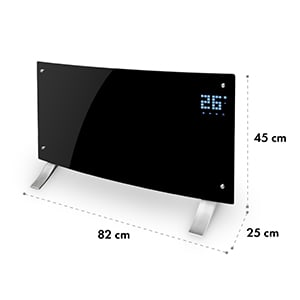 Bornholm Curved konvekciós hősugárzó, termosztát, időzítő, 2000 W, fekete