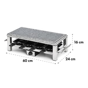 Schmelzlette raclette gourmet 1500W natuurstenen plaat rvs behuizing