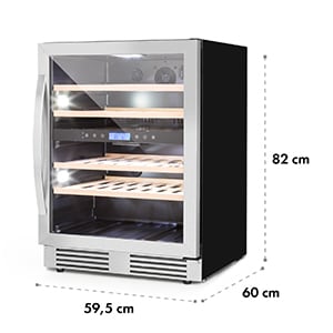 Vinovilla Duo 43, vinotecă cu două zone, frigider, 129 l, 43 sticle., 3 LED-uri de culoare, ușă din sticlă