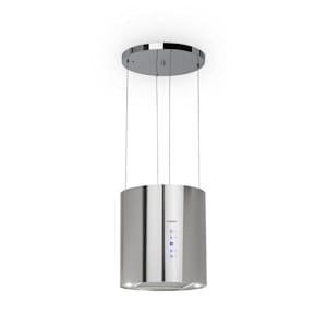 Barett Inselabzugshaube Ø35cm Umluft 560m³/h LED Aktivkohlefilter Edelstahl