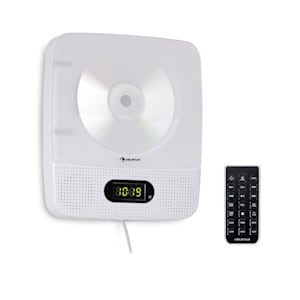 Vertiplay Lettore CD Bluetooth Luce Notturna FM Radio AUX Orologio Digitale Bianco