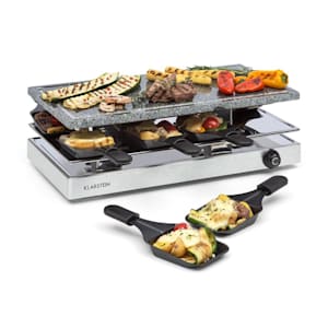 Gourmette, raclette grillező, 1200 W, természetes kő grill lemez, 8 személy, nemesacél