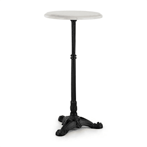 Patras-XS Table de bistrot plateau Ø 30cm fonte & marbre blanc