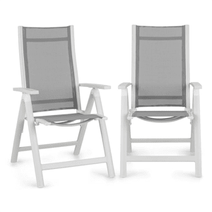 Cádiz Juego de 2 sillas plegables 59,5 x 107 x 68 cm ComfortMesh Aluminio Blancas