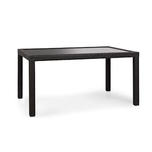 Peniche, kerti asztal, 150 x 90 cm, polyrattan, alumínium, üveg, fekete