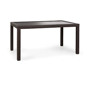 Peniche Tavolo da Giardino 150 x 90 cm Polirattan Alluminio Vetro marrone