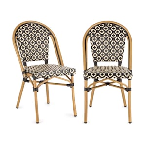 Montbazin BL sedia impilabile telaio in alluminio polirattan nero-crema