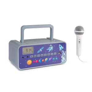 Kidsbox Space CD minicadena reproductor de CD BT UKW USB pantalla LED gris