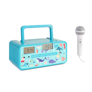 Kidsbox Underwater CD Boombox Lettore CD BT FM USB Display LED turchese