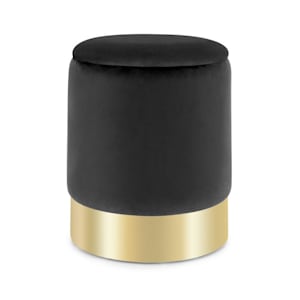 Gigi Upholstered Stool 38x31cm (HxØ) Inner Compartment velvet black