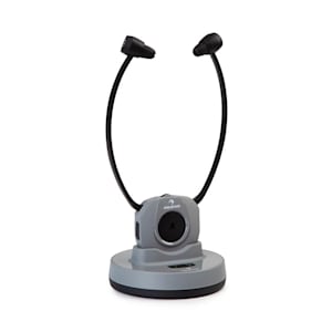 Stereoskop Funk-Kinnkopfhörer InEar 20m 2,4GHz TV/HiFi/CD/MP3 Akku grau