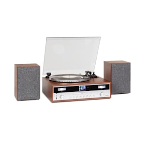 Birmingham HiFi Stereo-System DAB+/FM BT-Funktion Vinyl CD USB AUX-In holz