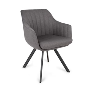 Roger Upholstered Chair Foam Upholstery Polyester Steel Legs Dark Grey