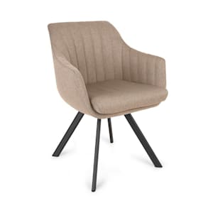 Roger Upholstered Chair Foam Upholstery Polyester Steel Legs Beige