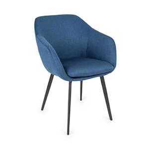 James Upholstered Chair Foam Upholstery Polyester Steel Legs Dark Blue