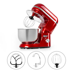 Bella Elegance Küchenmaschine 1300W 1,7PS 6 Stufen 5 Liter rot