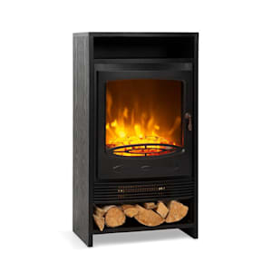 Bergamo, električni kamin, 900/1800 W, termostat, drveni izgled, crni