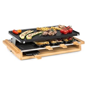 Tournedo Raclette 1200 W fonte d'aluminium 8 personnes décor bois