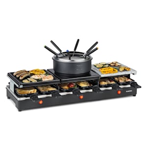 Fonduelette XL 3-in-1 raclette-grill en fondue natuursteen 1650W 12 personen
