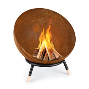 Fireball Rust vuurschaal 60 cm Ø kantelbaar rooster finish roest / hout