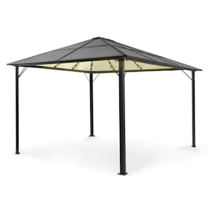 Pantheon Solid Sky Ambient Solar Paviljong med tak 3x4m polykarbonat aluminium belyst