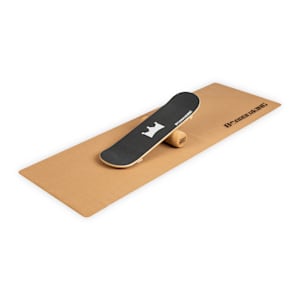 Indoorboard Skate Balance Board + Matte + Rolle Holz / Kork