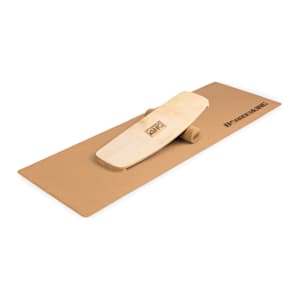 Indoorboard Curved Balance Board + Matte + Rolle Holz / Kork