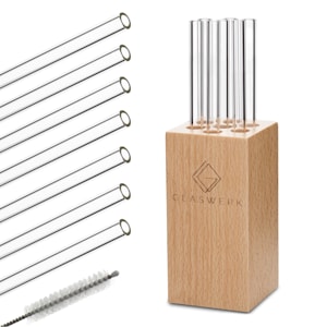 Frezzeria Pailles en verre 7 pièces 0,8 x 15 cm (ØxH) support en bois brosse