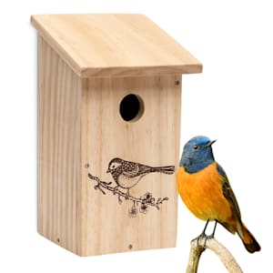 Bird house for cave breeders flat roof untreated natural wood eyelet pre-assembled