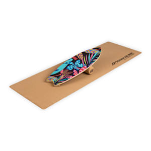Indoorboard Wave Balance Board + Matte + Rolle Holz / Kork