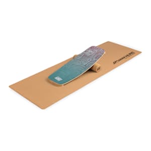 Indoorboard Curved, Balance board + tappetino + rullo, legno/sughero