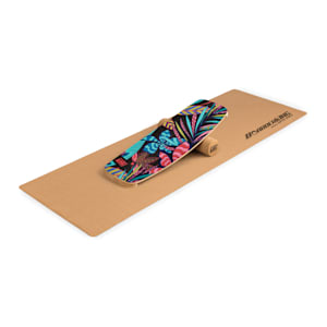 Indoorboard Curved Balance Board + Matte + Rolle Holz / Kork